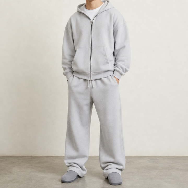 Oversize Herren-Trainingsanzug mit Reißverschluss-Hoodie und weiter Hose