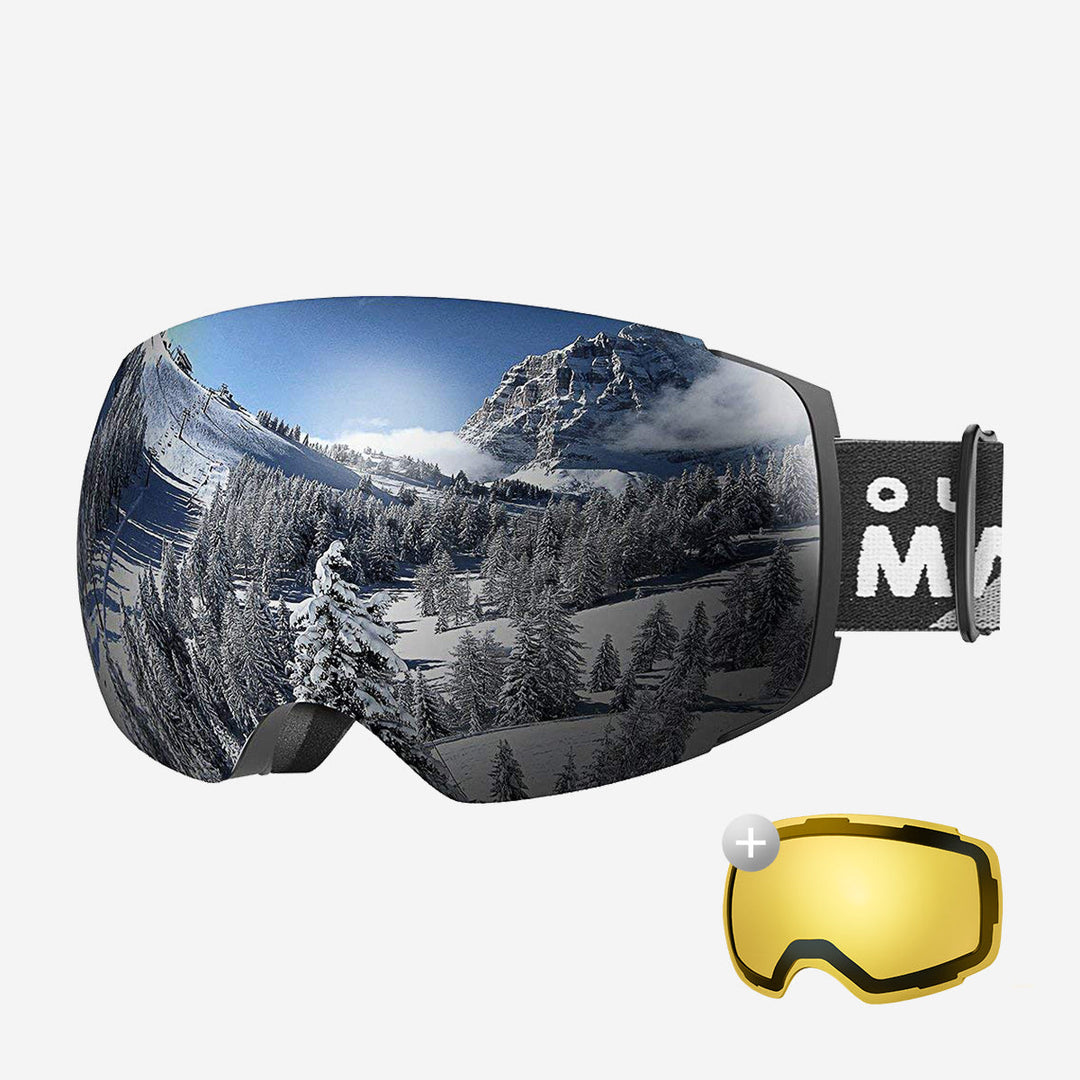 Magnetische meekleurende anti-condens-ski-bril voor dames met extra lens