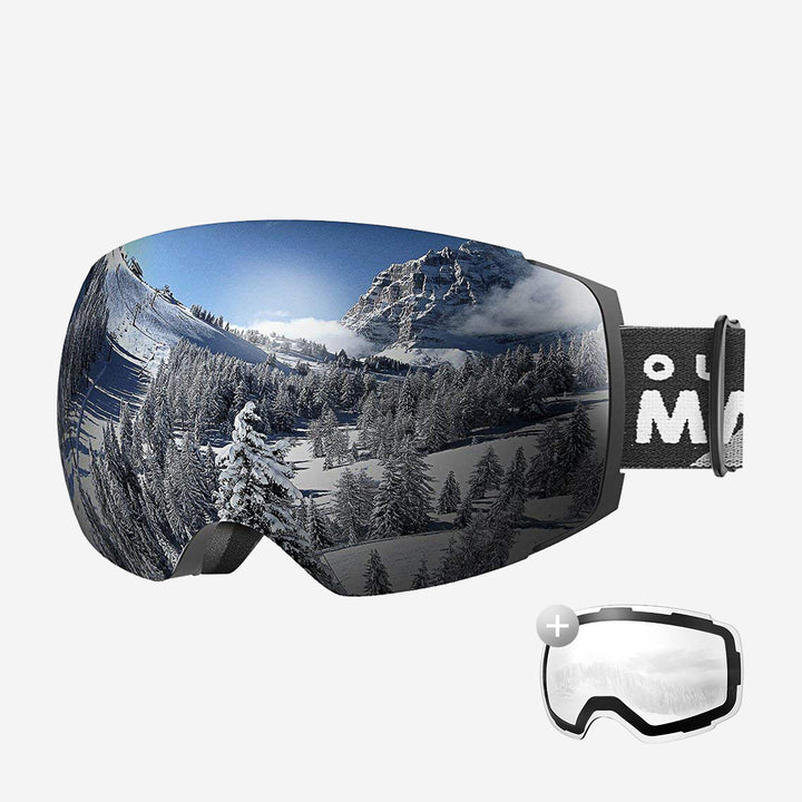 Magnetische meekleurende anti-condens-ski-bril voor dames met extra lens