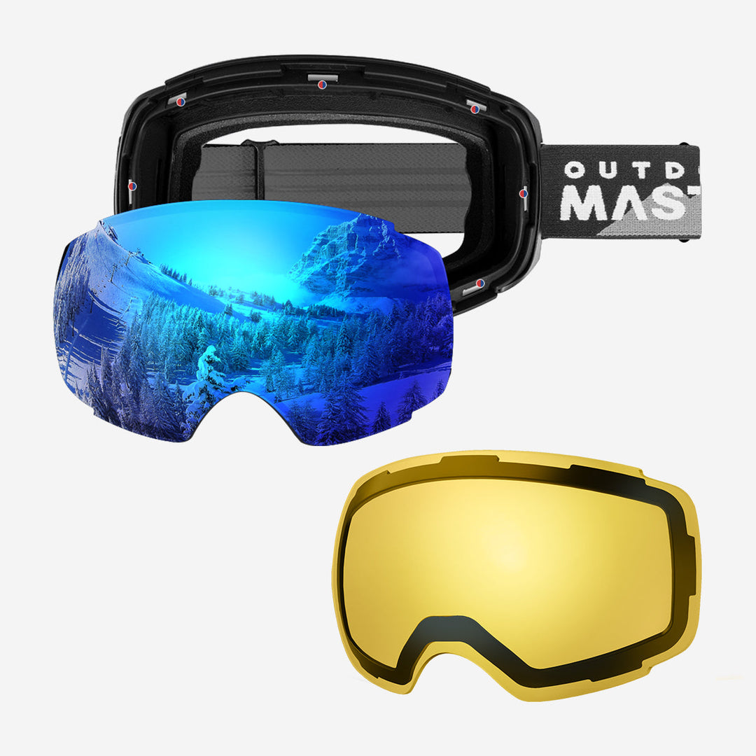 Magnetische meekleurende anti-condens-ski-bril voor dames met extra lens