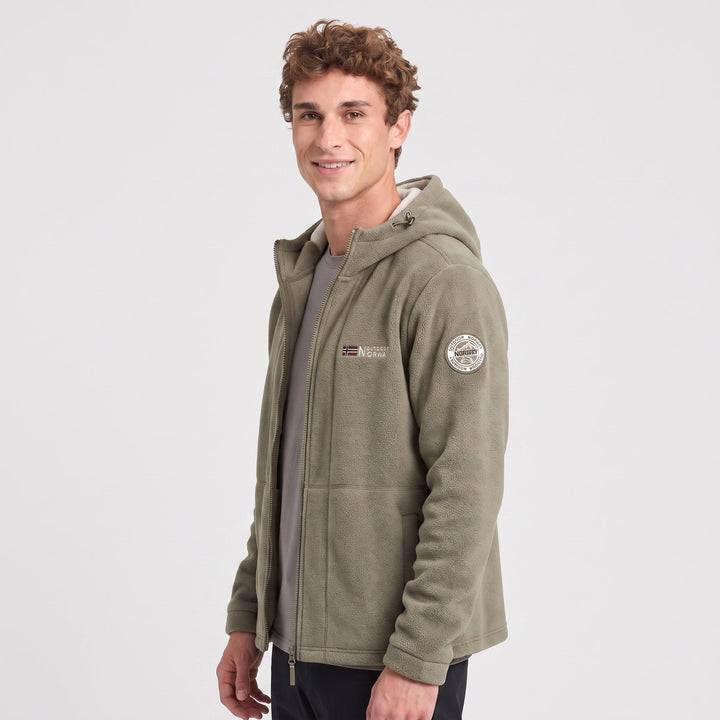 Polaire Homme Coupe-Vent à Capuche Poches Zippées