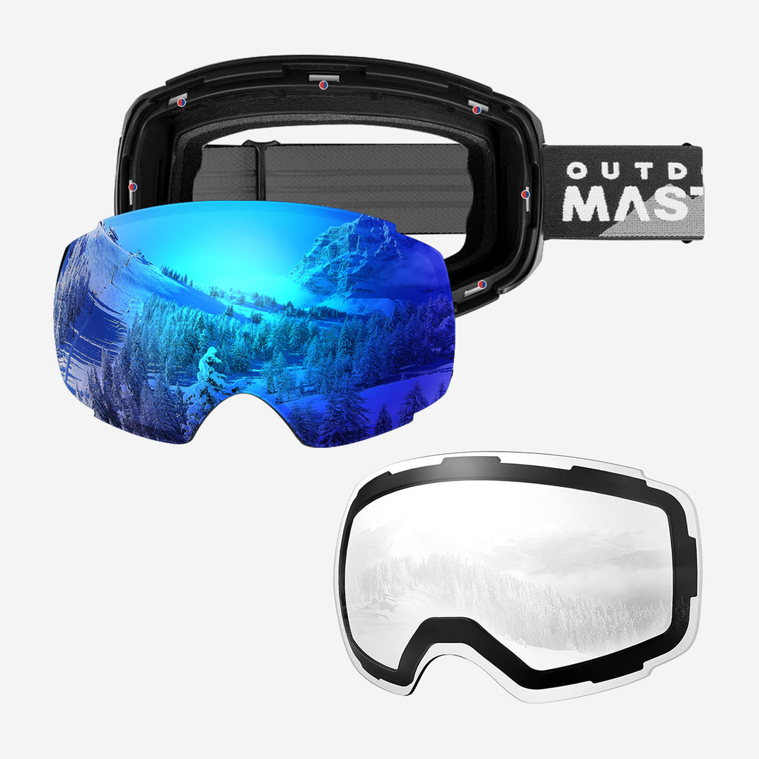Magnetische meekleurende anti-condens-ski-bril voor dames met extra lens
