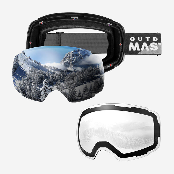 Magnetische meekleurende anti-condens-ski-bril voor dames met extra lens