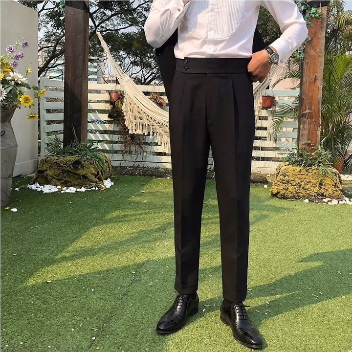 Pantalon Homme Coupe Taillee En Coton Stretch Avec Pinces