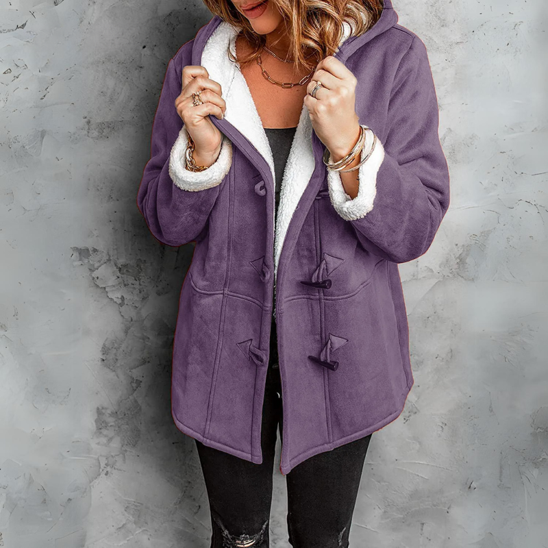 Women's sherpa-lined duffle coat with hood