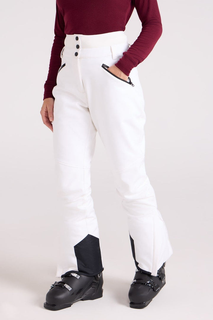 Pantaloni da sci da donna a vita alta in softshell con fodera in pile