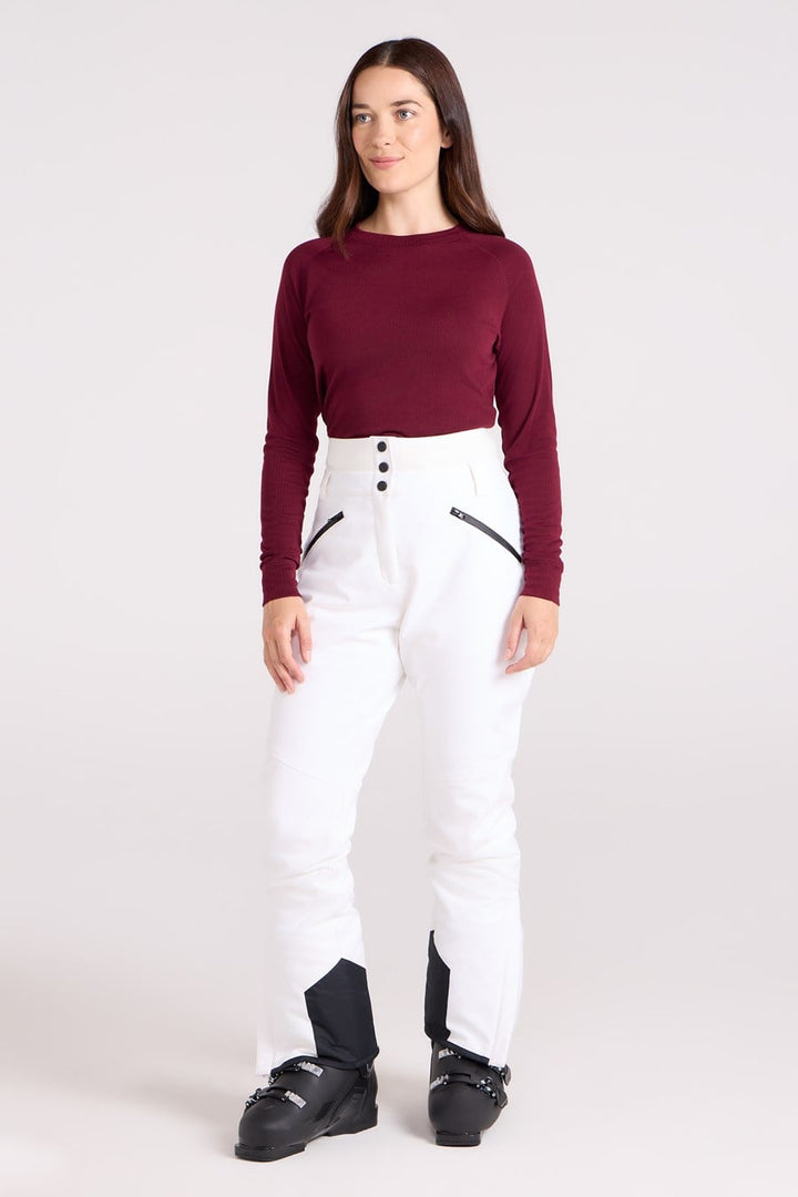 Pantaloni da sci da donna a vita alta in softshell con fodera in pile