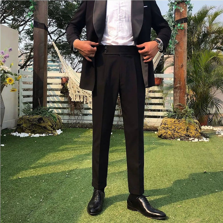 Pantalon Homme Coupe Taillee En Coton Stretch Avec Pinces