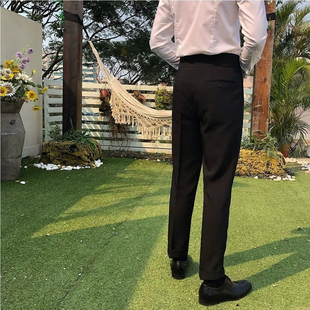 Pantalon Homme Coupe Taillee En Coton Stretch Avec Pinces