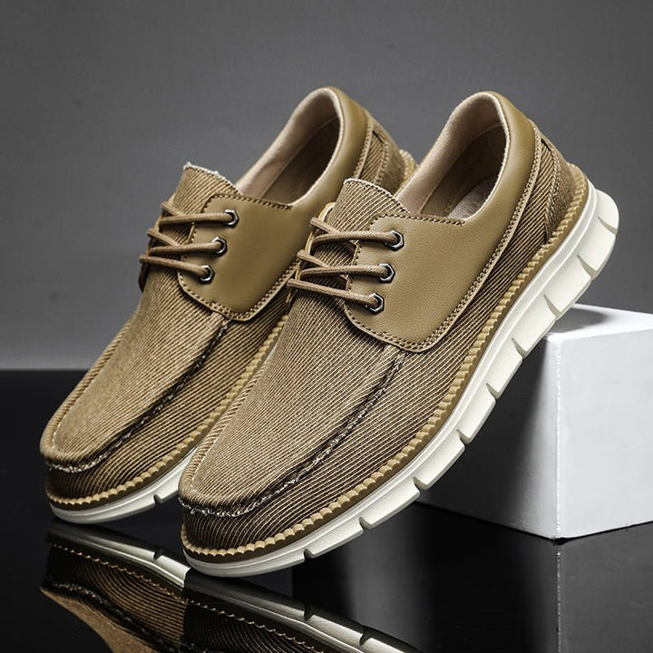 Sneakers da uomo senza lacci in tela effetto denim con suola spessa