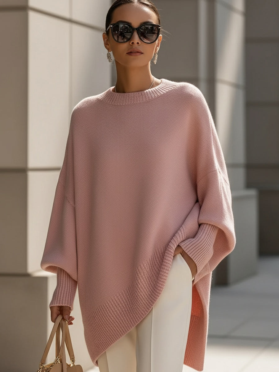 Oversized damestrui van wolmix - asymmetrische zoom