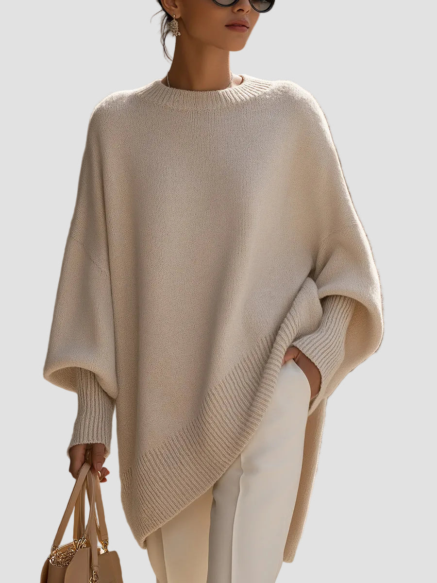 Oversized damestrui van wolmix - asymmetrische zoom