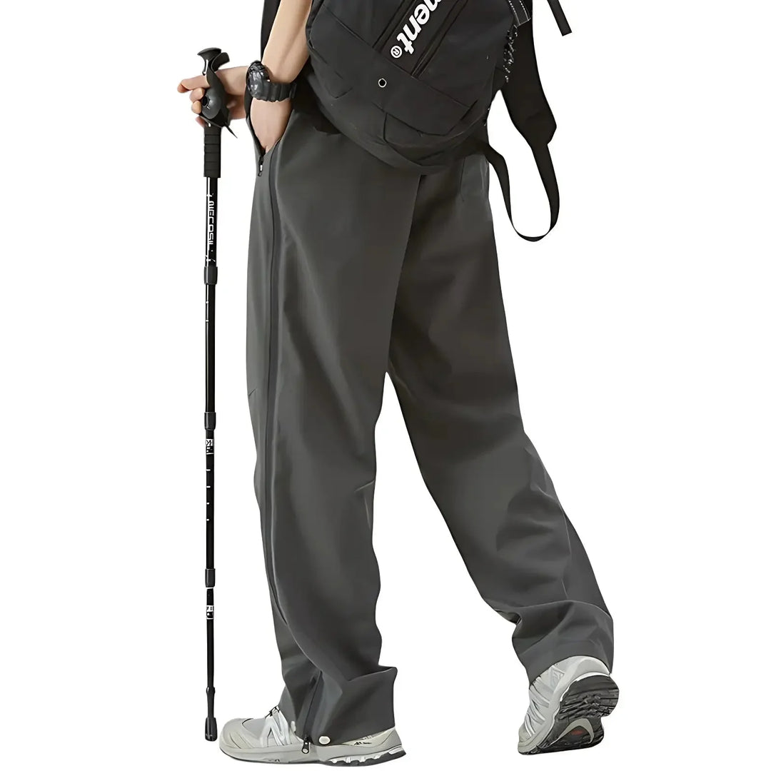 Men's Water-Repellent Windproof Rain Pants with Side Zippers