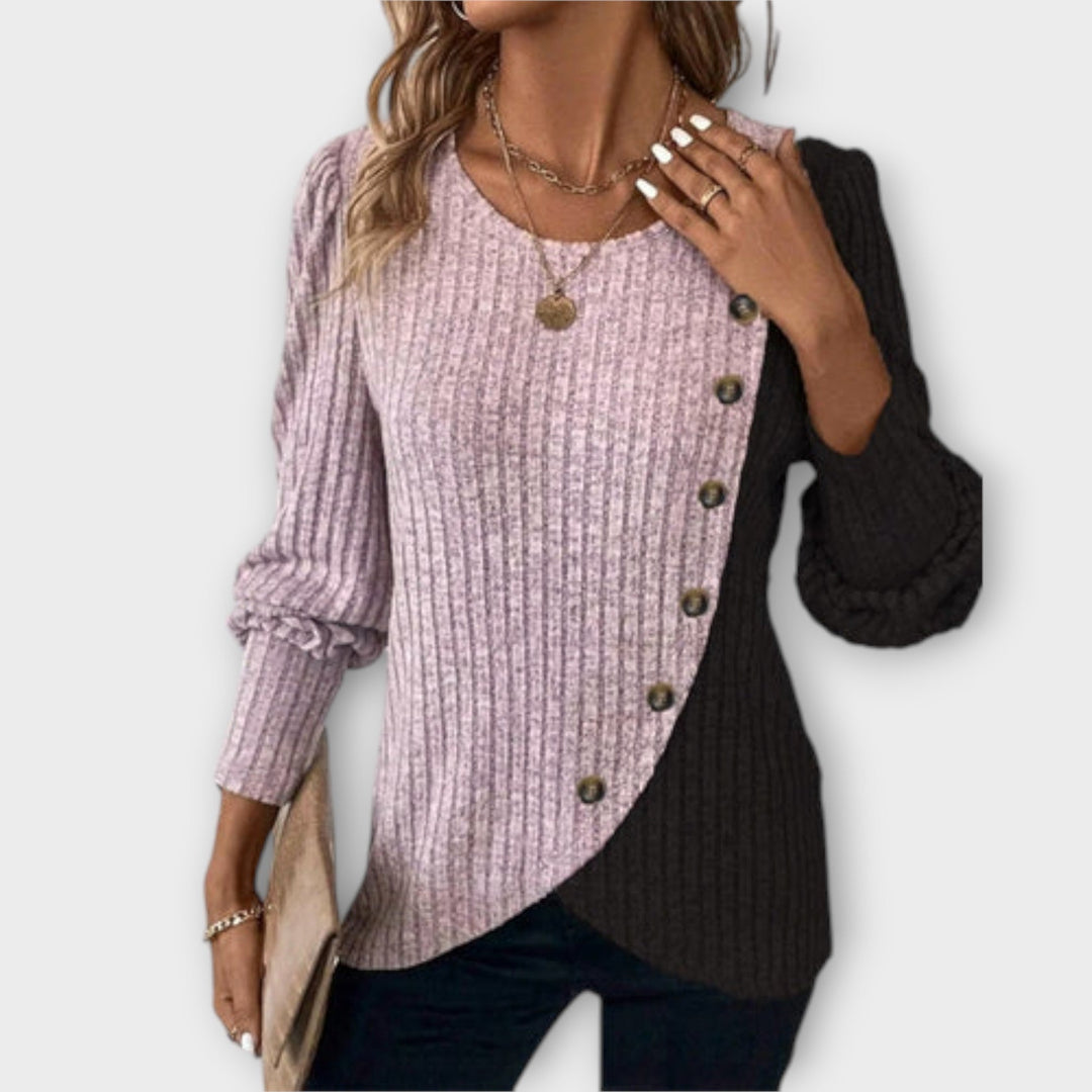 Pull Color Block Noir et Lilas