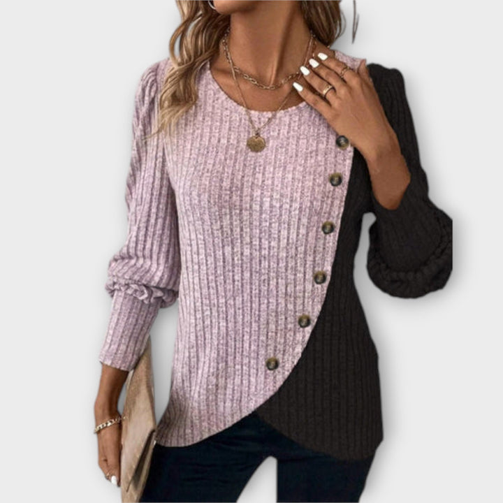 Pull Color Block Noir et Lilas