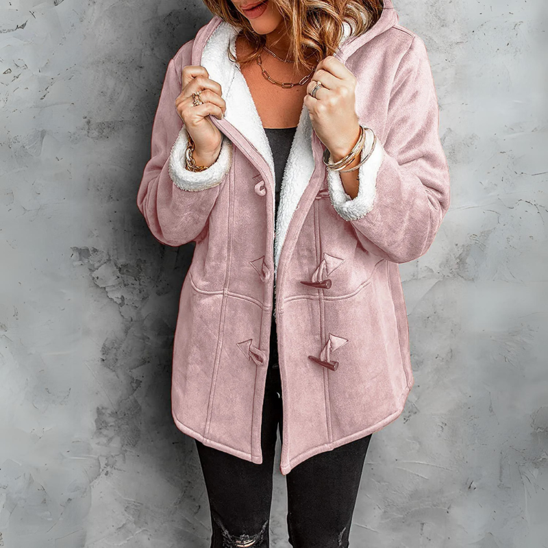 Women's sherpa-lined duffle coat with hood