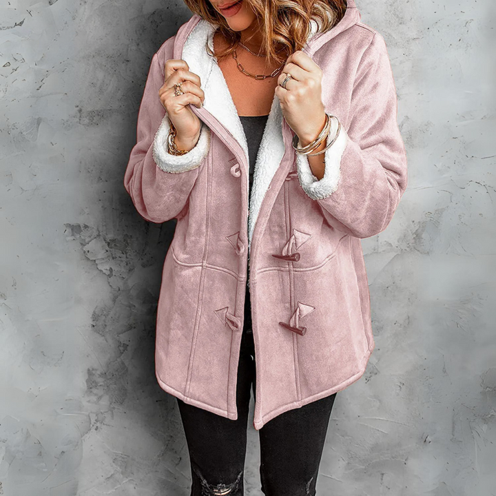 Women's sherpa-lined duffle coat with hood
