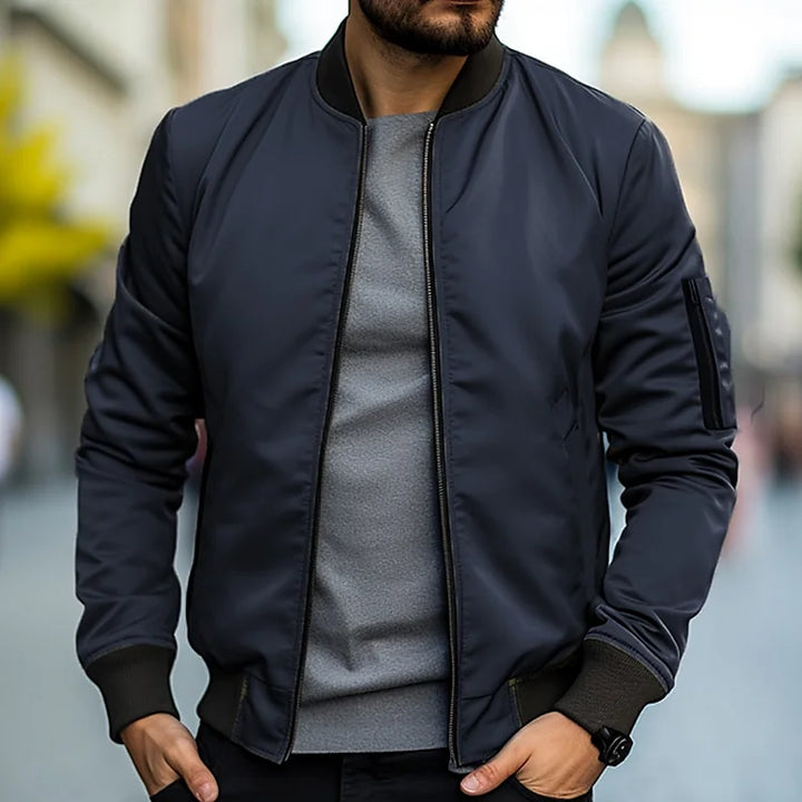Blouson Bomber Zippé à Col Montant et Manches Raglan pour Homme