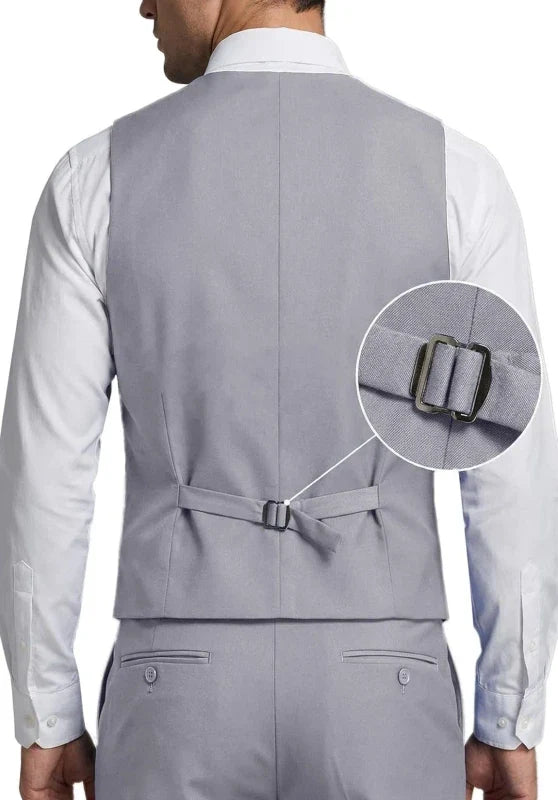 Costume Trois Pièces Homme Coupe Ajustée avec Col Notch et Gilet Col V
