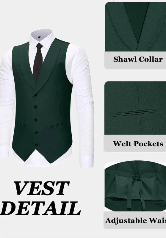 Costume Trois Pièces Homme Coupe Slim avec Veste Croisée et Col Peak