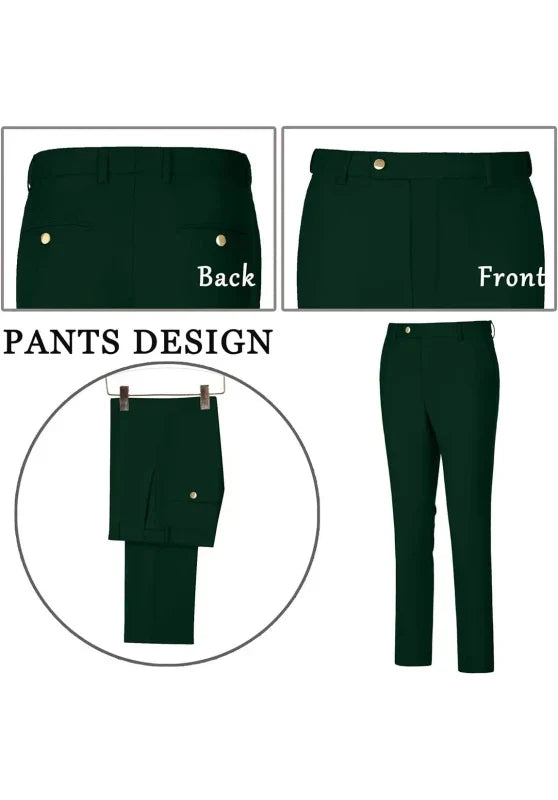 Costume Trois Pièces Homme Coupe Slim Élégant avec Col Peak et Gilet Croisé