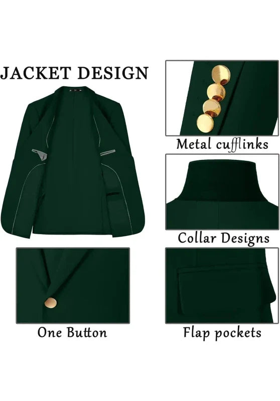 Costume Trois Pièces Homme Coupe Slim Élégant avec Col Peak et Gilet Croisé