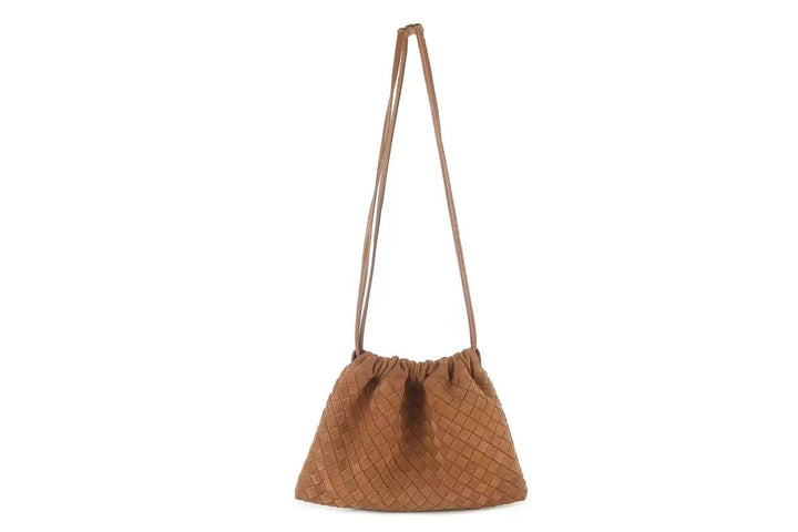 Sac À Épaule Femme en Daim Tissé Main avec Fermeture Cordon