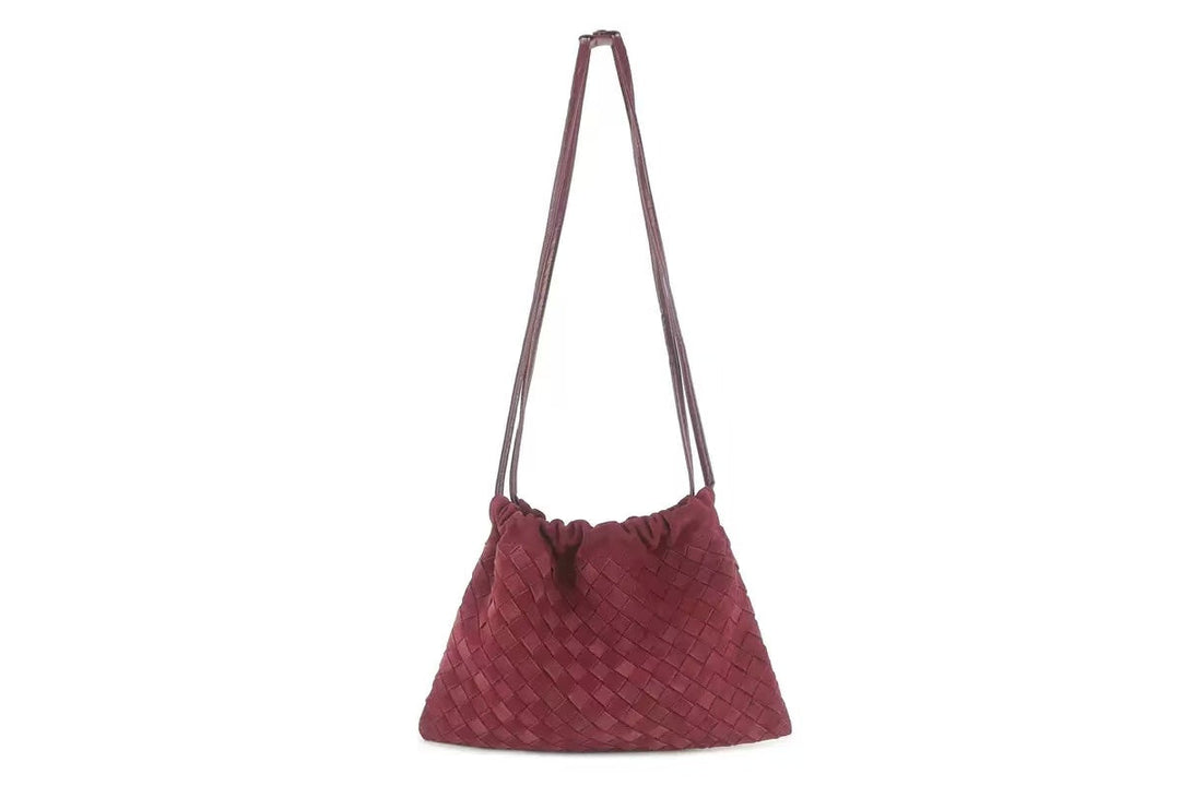 Sac À Épaule Femme en Daim Tissé Main avec Fermeture Cordon