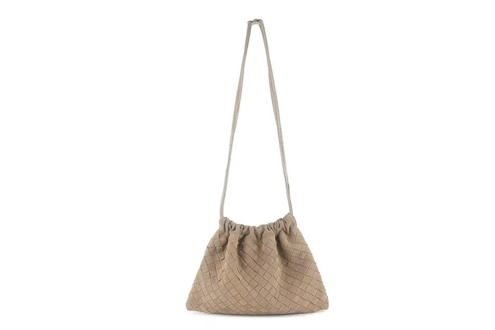 Sac À Épaule Femme en Daim Tissé Main avec Fermeture Cordon