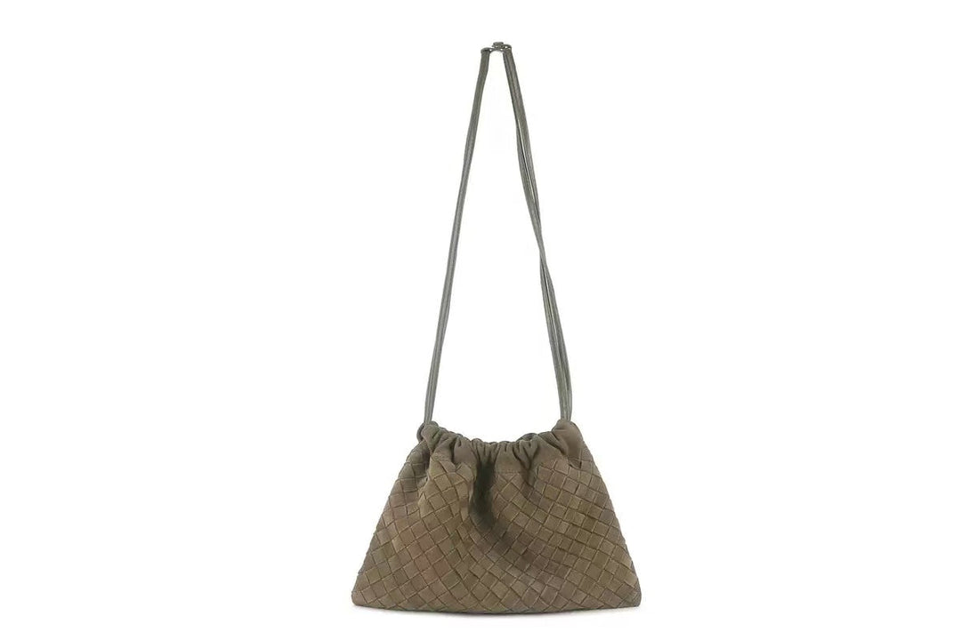 Sac À Épaule Femme en Daim Tissé Main avec Fermeture Cordon