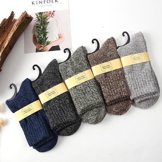 Men's Warm Thermal Ribbed Wool Blend Socks