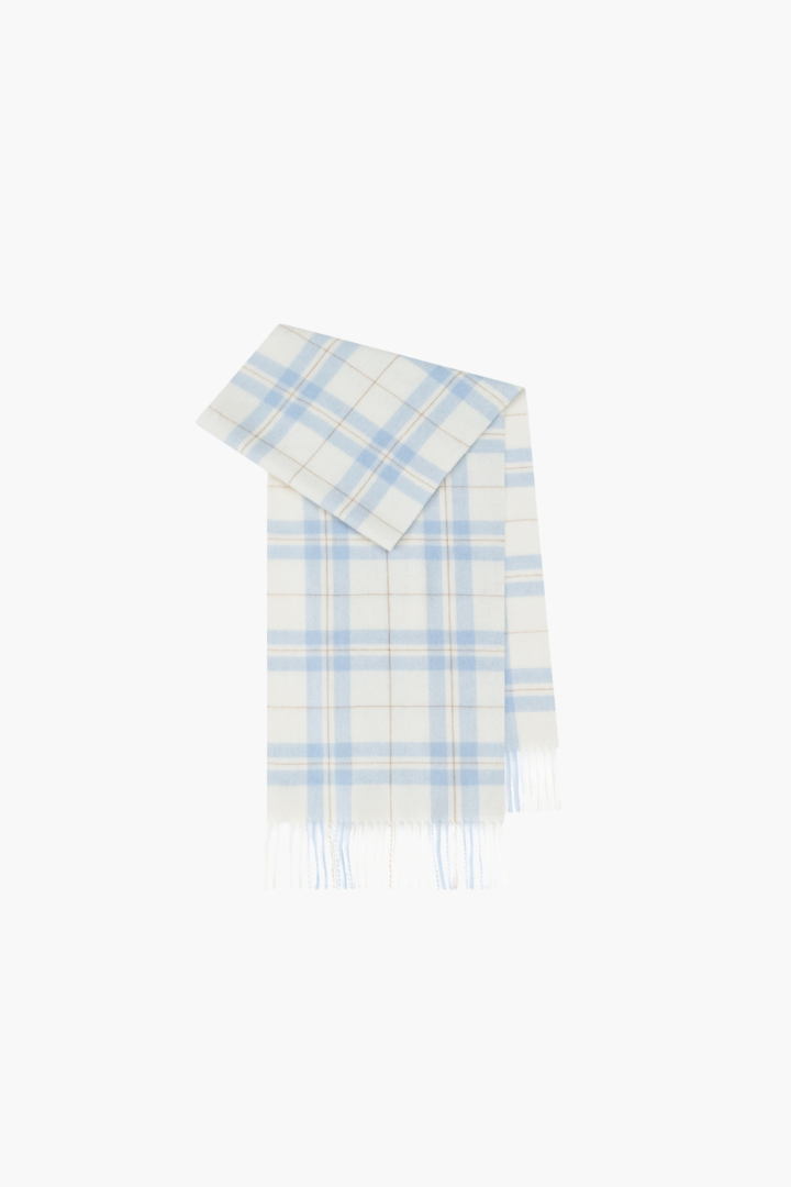 Écharpe Femme en Laine – Motif à Carreaux et Franges