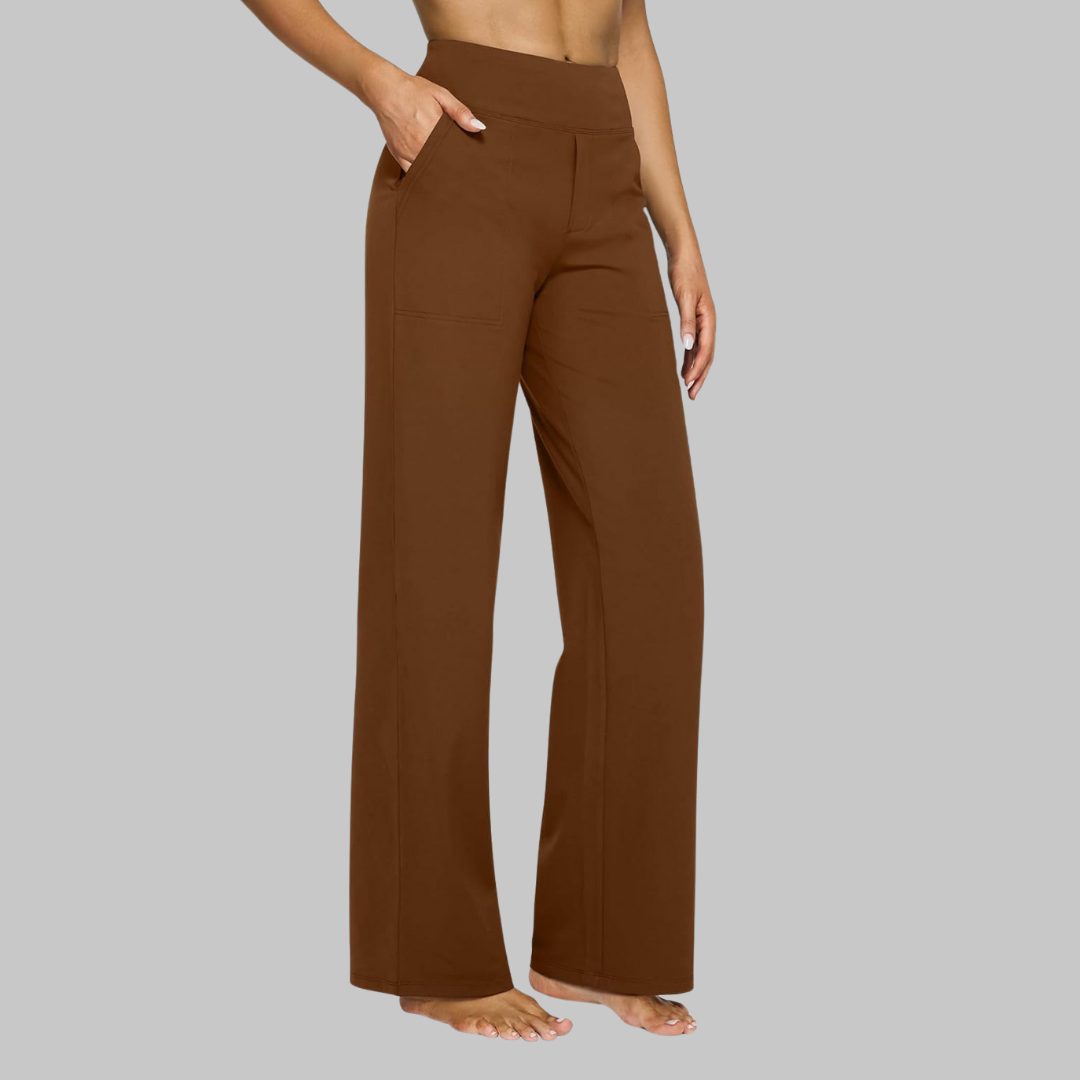 Pantalon Stretch Femme à Taille Large avec Poches