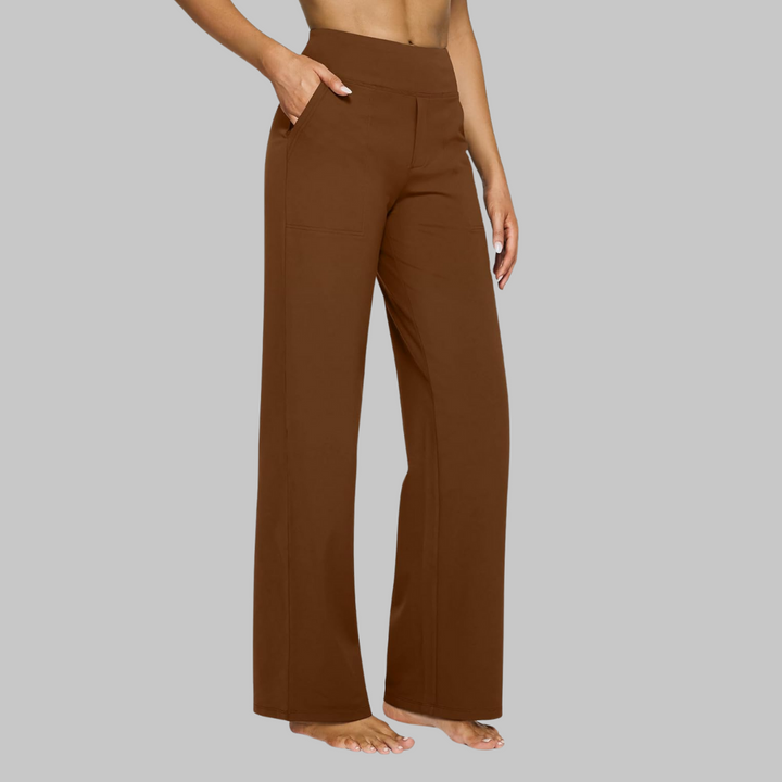 Pantalon Stretch Femme à Taille Large avec Poches