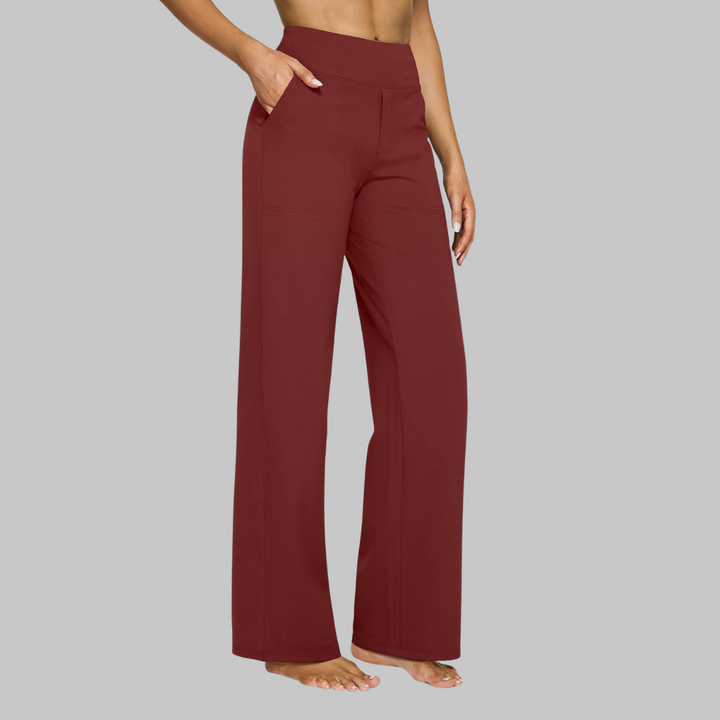 Pantalon de Yoga Taille Haute Coupe Droite Femme
