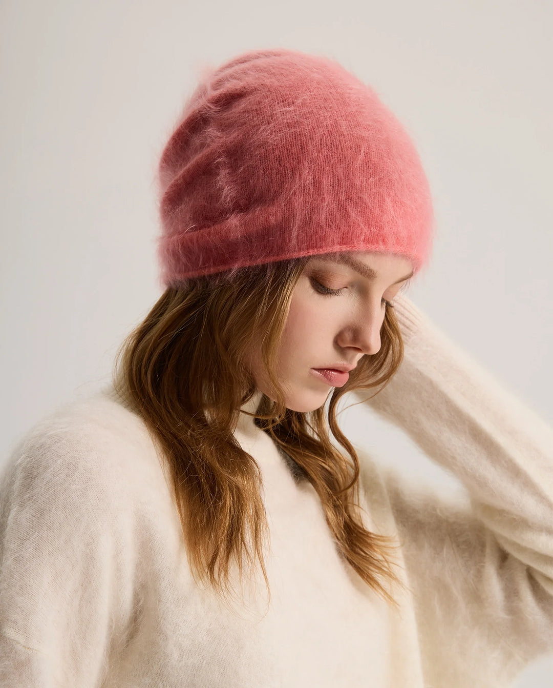 Bonnet de Ski Femme en Cachemire Brossé –  à Revers