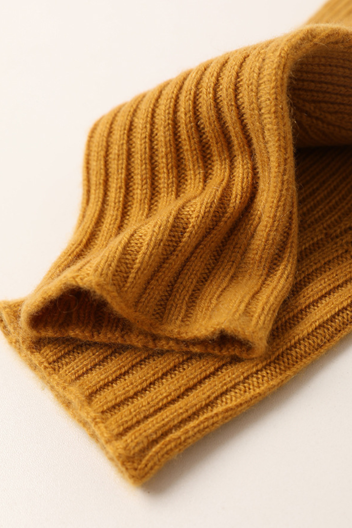 Guanti da donna in misto cashmere – maglia a coste con polsino lungo