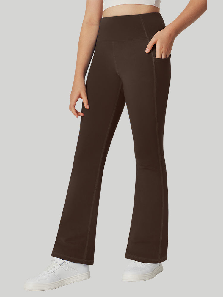 High-Waisted Women's Fleece-Lined Flared Pants with Pockets