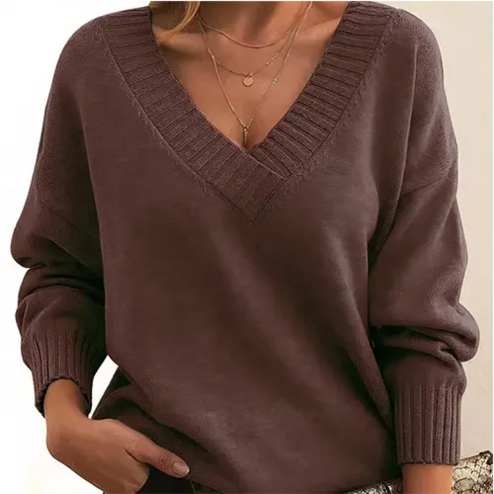 Zia | Pull D'Hiver Col V Pour Femmes