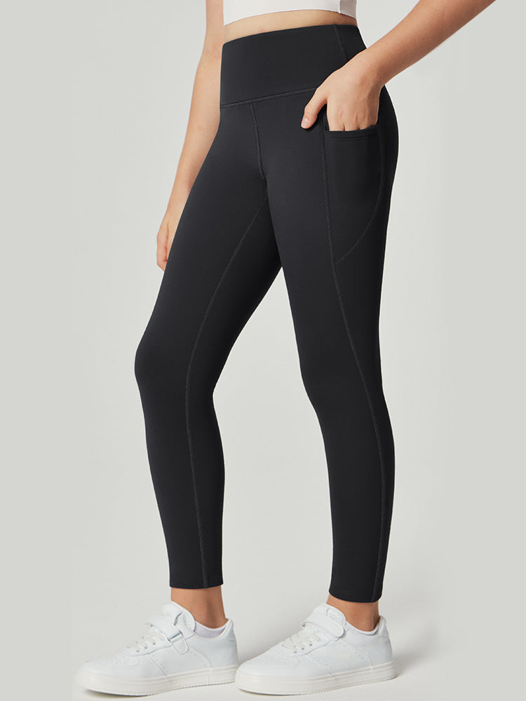 Leggings da donna a vita alta foderati in pile con tasche laterali