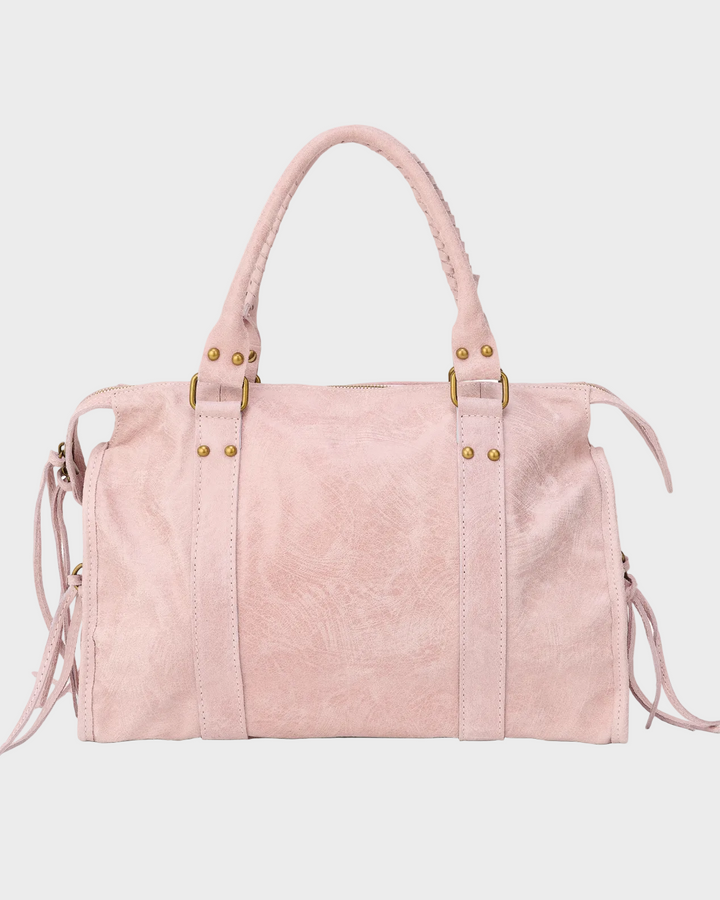 Sac Cabas Femme en Cuir Véritable – Rose Vanille avec Fermeture Zippée