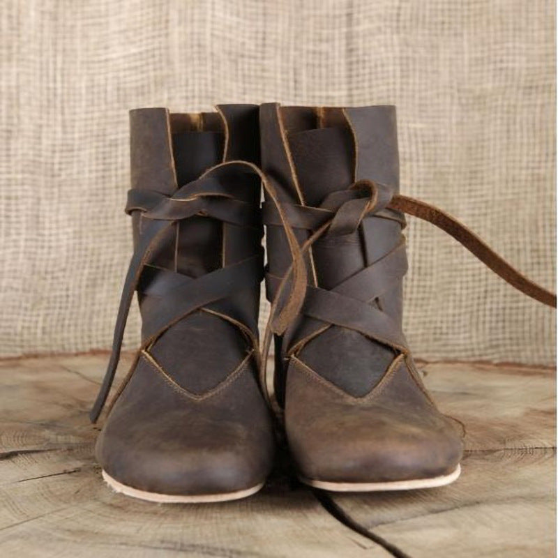 Bottines Femme Lacées Plate Semelle Fine