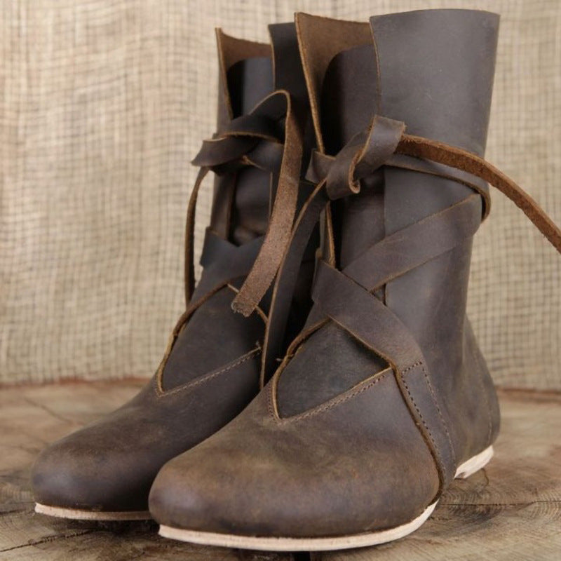 Bottines Femme Lacées Plate Semelle Fine