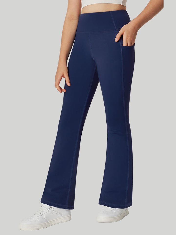 High-Waisted Women's Fleece-Lined Flared Pants with Pockets