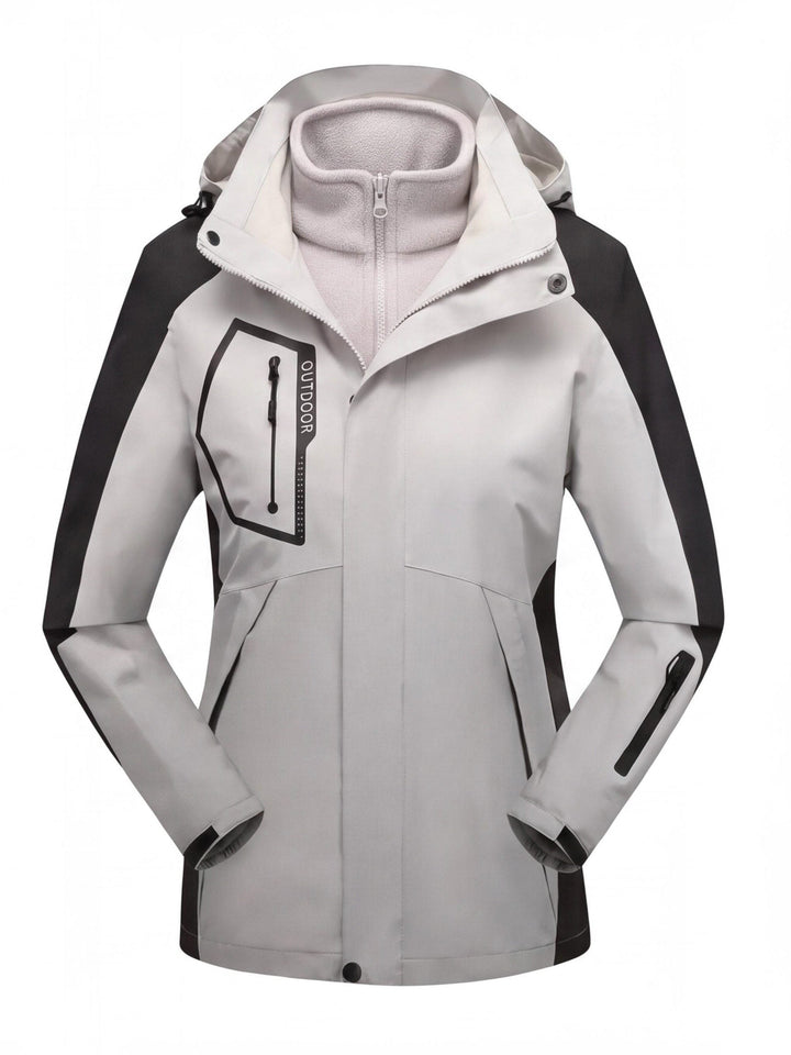 Women's Convertible Hiking Jacket with Removable Fleece and Hood