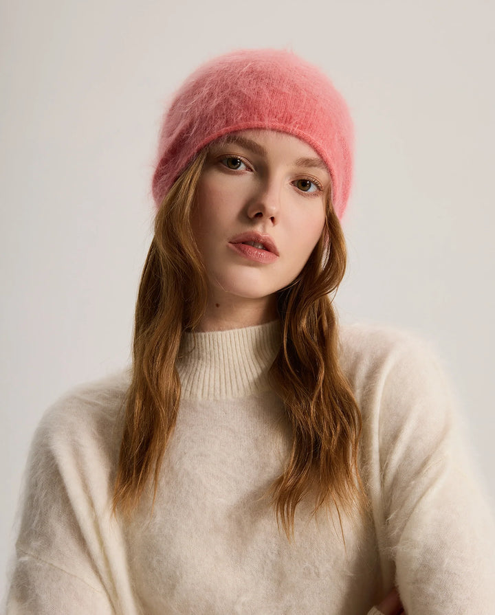 Bonnet de Ski Femme en Cachemire Brossé –  à Revers