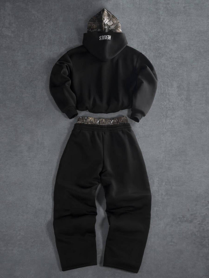 Herren-Trainingsanzug mit Kapuze, Reißverschluss und Hose mit Schaumstoff-Buchstabenprint