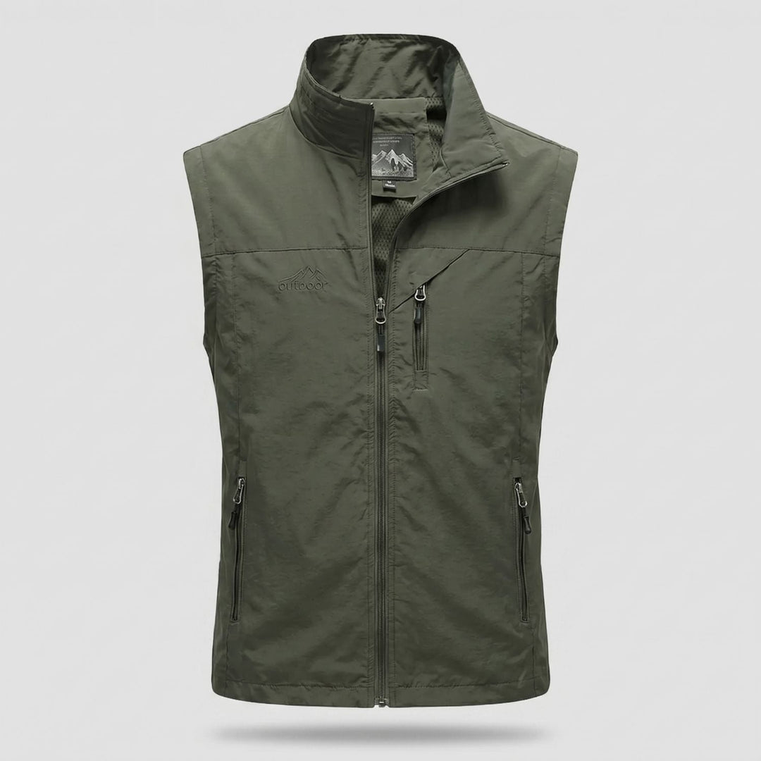Gilet da trekking da uomo leggero, traspirante, con tasche multiple