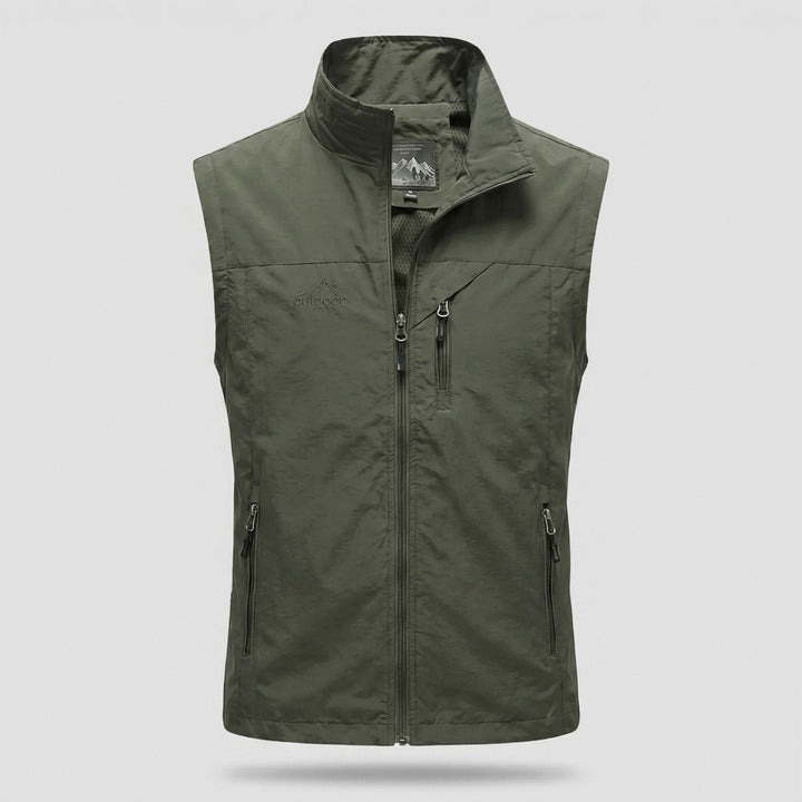 Gilet da trekking da uomo leggero, traspirante, con tasche multiple