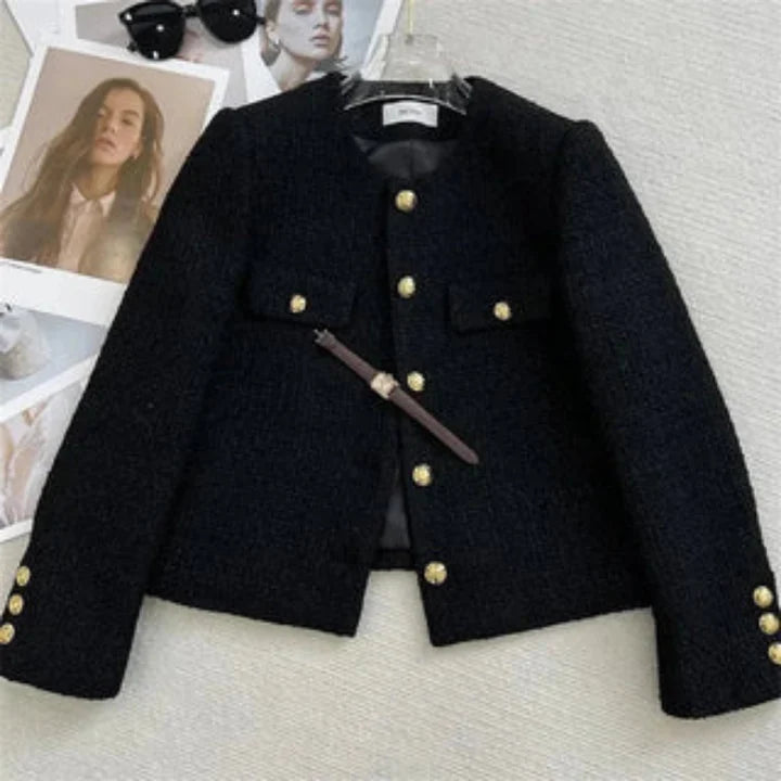 Femmes Veste Courte Noire À | Manches Longues